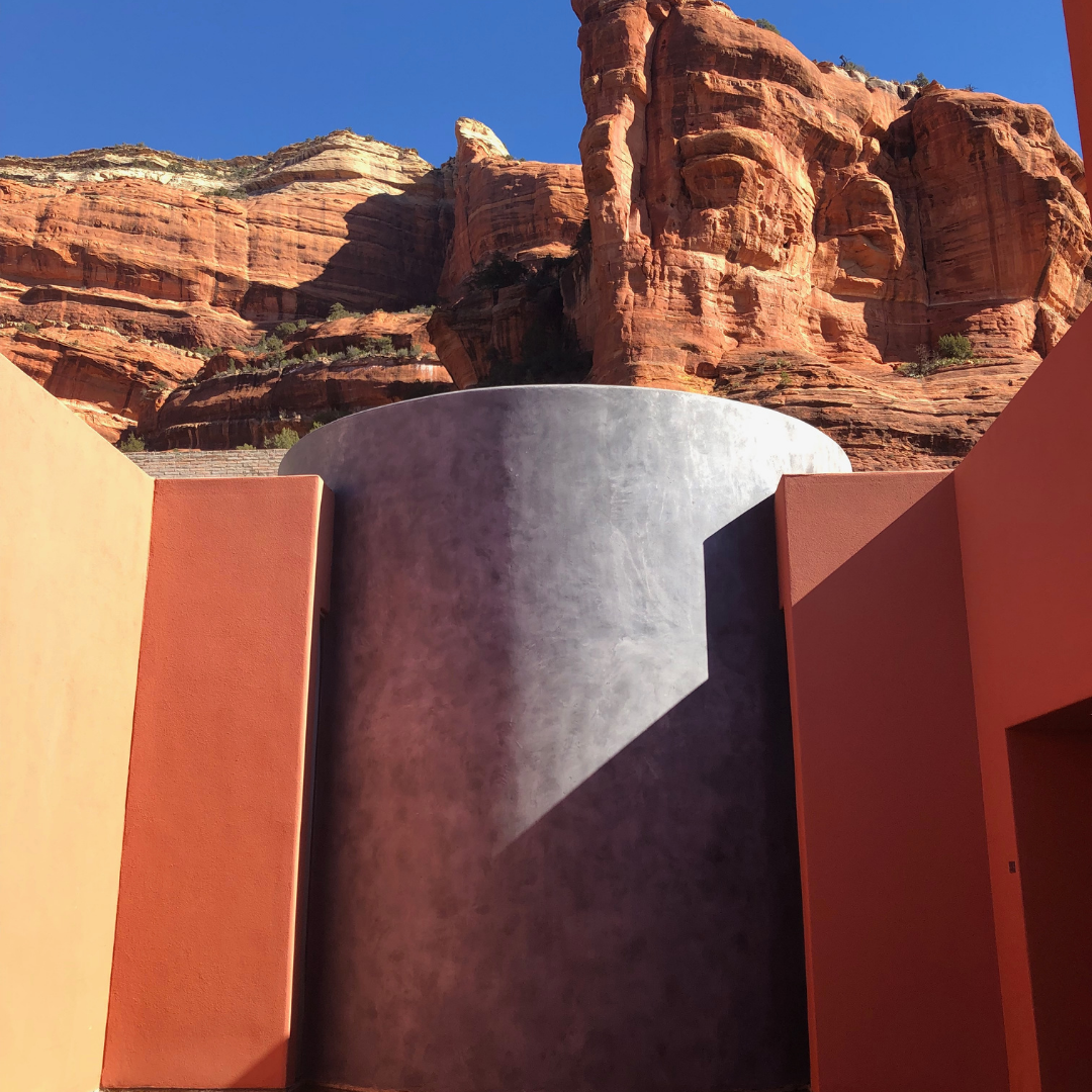 Mii Amo Entrance against the red rocks sedona. Destination Spa